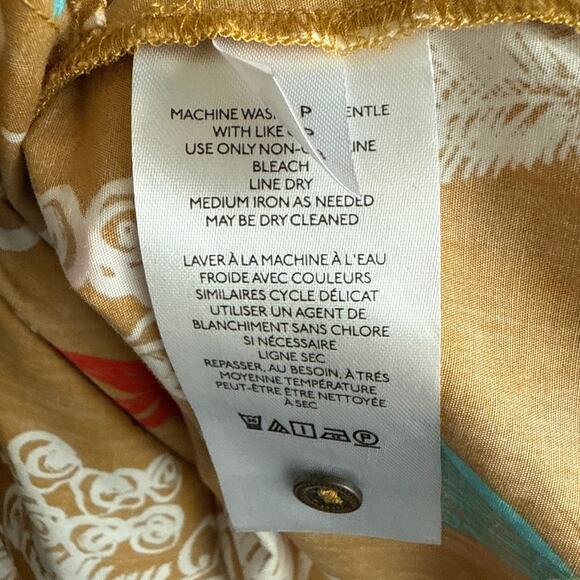 Anthropologie Maeve Toni Tunic Dress Gold Pockets Tie Waist Size Large Petite - Picture 12 of 12